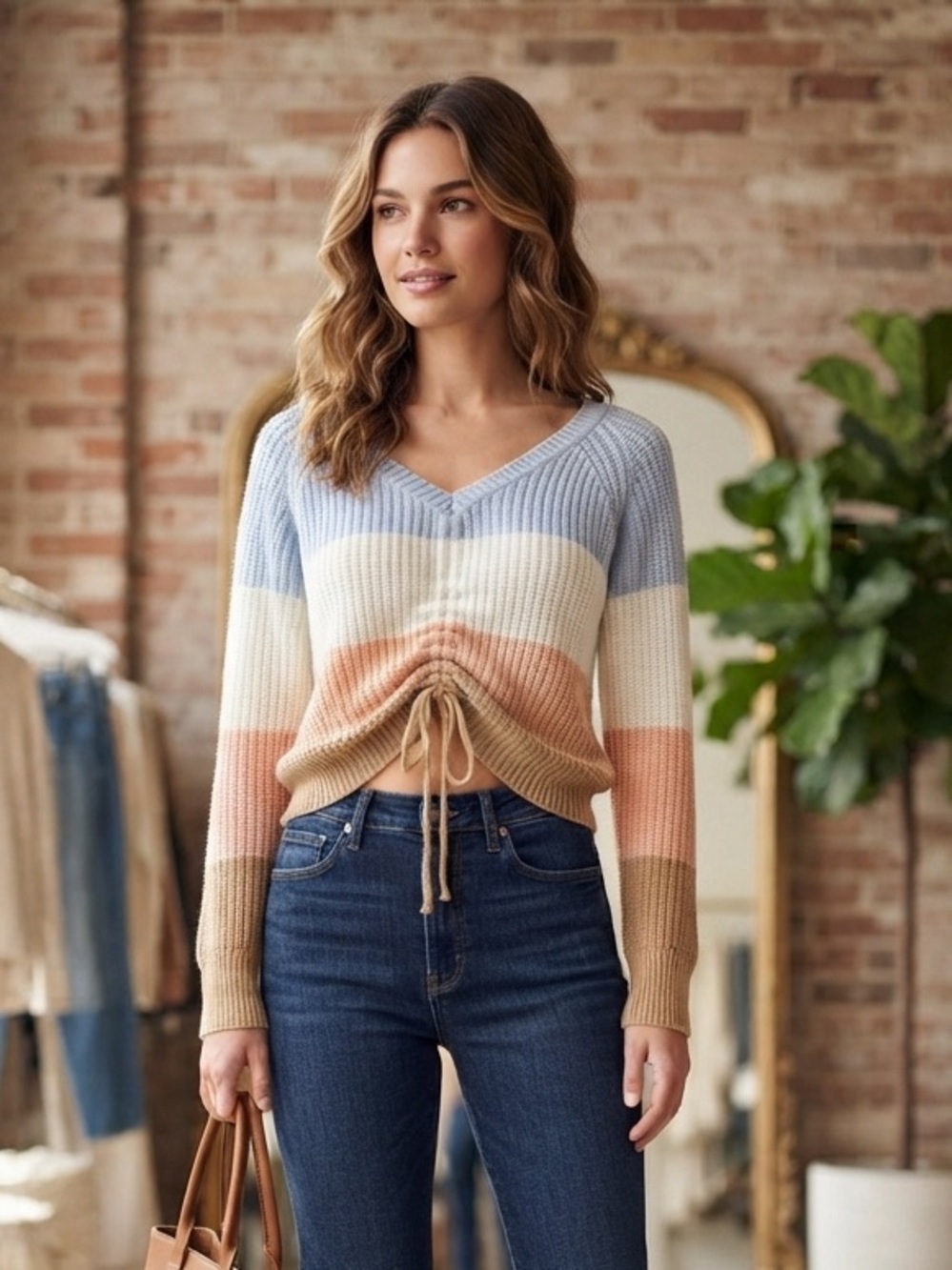Full Circle Trends Colorblock Knit Sweater